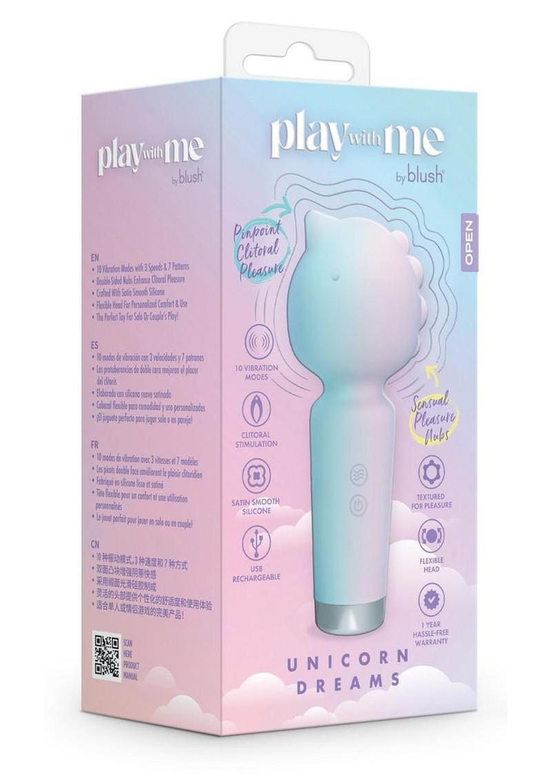 Play With Me Unicorn Dreams Silicone Rechargeable Vibrator - Blue/Green