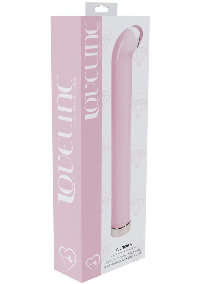 Loveline Aurora 10 Function Rechargeable Glass G-Spot Vibrator 6.3in - Pink