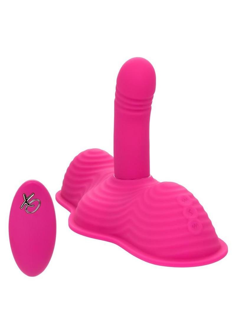 Triple Rider Remote Control Ecstasy Rumbler Rechargeable Silicone Vibrator - Pink