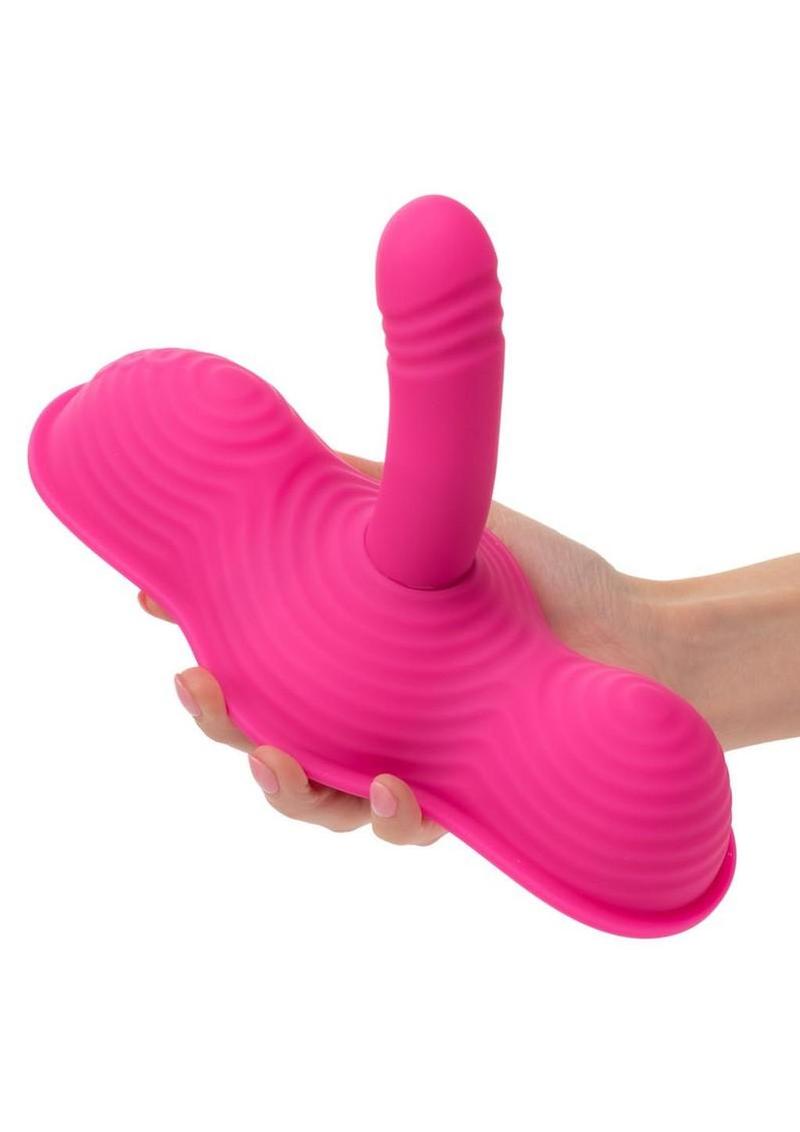 Triple Rider Remote Control Ecstasy Rumbler Rechargeable Silicone Vibrator - Pink