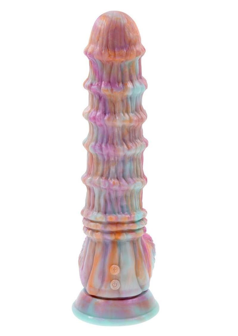 Fantasy Rechargeable Silicone Vibrating Dildo with Remote - Multicolor