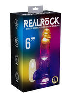 RealRock Rechargeable Dildo with Balls and Remote Control 6in - Clear
