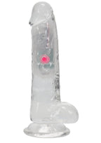 RealRock Rechargeable Dildo with Balls and Remote Control 6in - Clear