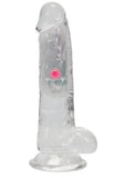 RealRock Rechargeable Dildo with Balls and Remote Control 6in - Clear