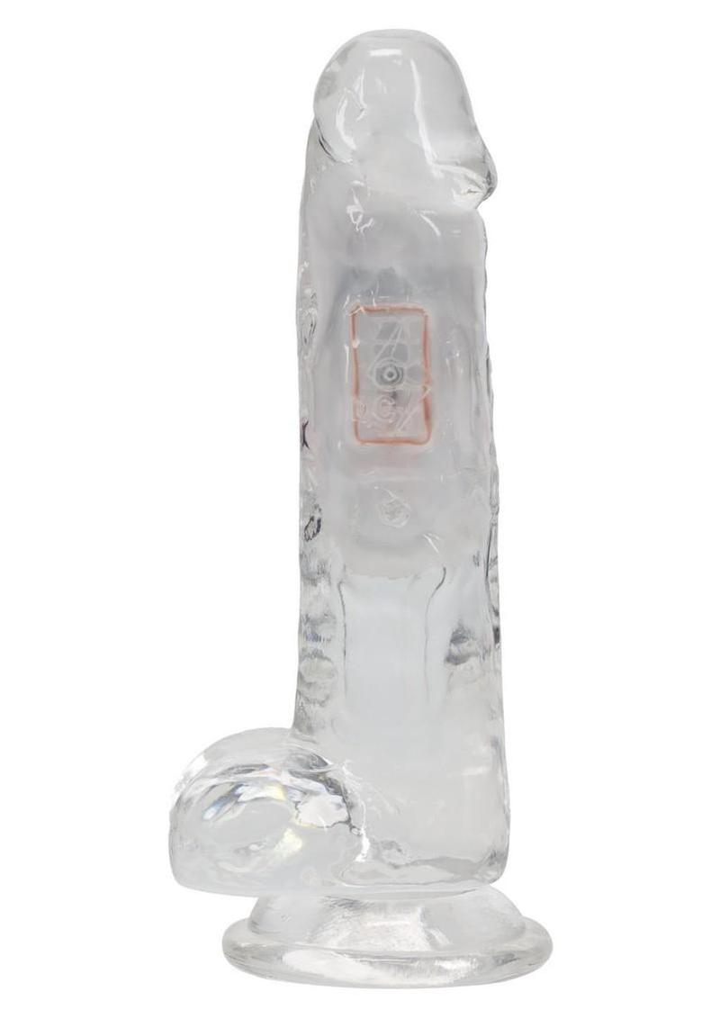 RealRock Rechargeable Dildo with Balls and Remote Control 6in - Clear
