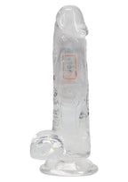 RealRock Rechargeable Dildo with Balls and Remote Control 6in - Clear