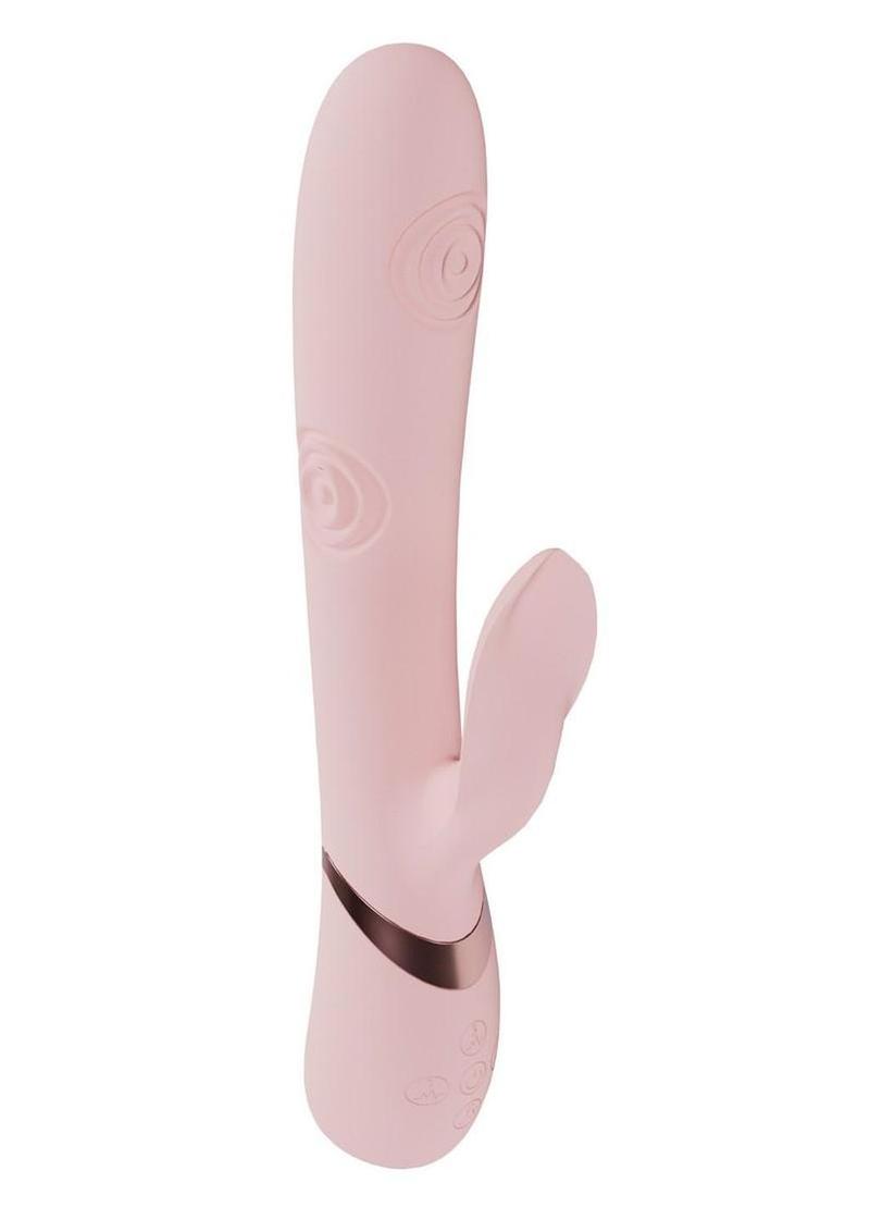 Vive Fronda Rechargeable Silicone Triple Motor G-Spot VIbrating and Tapping Leaf Clit Stimulator - Pink