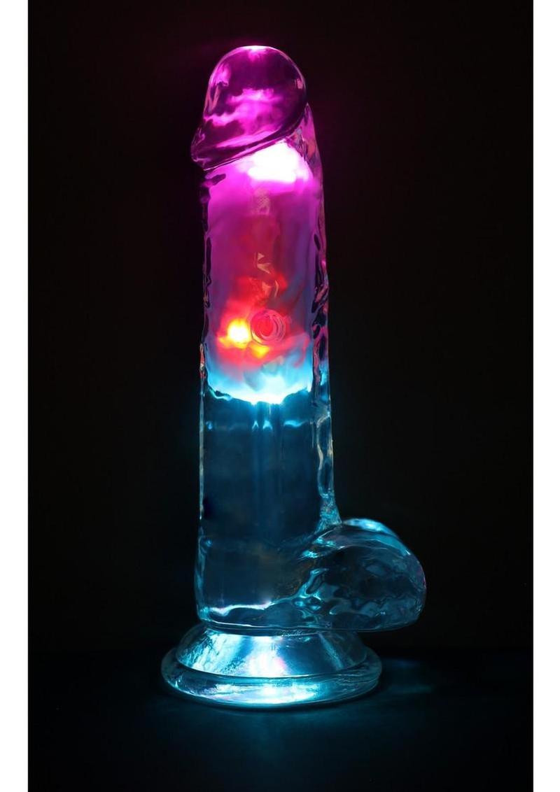 RealRock Rechargeable Dildo with Balls and Remote Control 7in - Clear