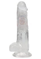 RealRock Rechargeable Dildo with Balls and Remote Control 7in - Clear