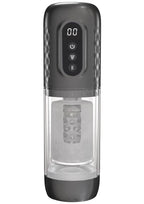 Pumped Vortex Multi Function Suction Rotating Thrusting Rechargeable Masturbator - Gun Metal