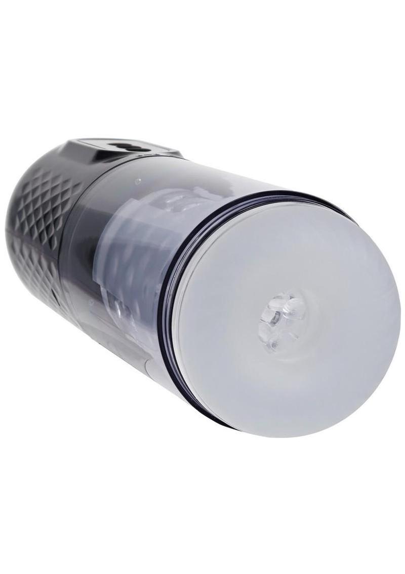 Pumped Vortex Multi Function Suction Rotating Thrusting Rechargeable Masturbator - Gun Metal