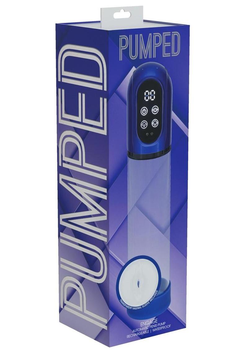 Pumped Engage 6 Function Automatic Rechargeable Penis Pump - Metallic Blue