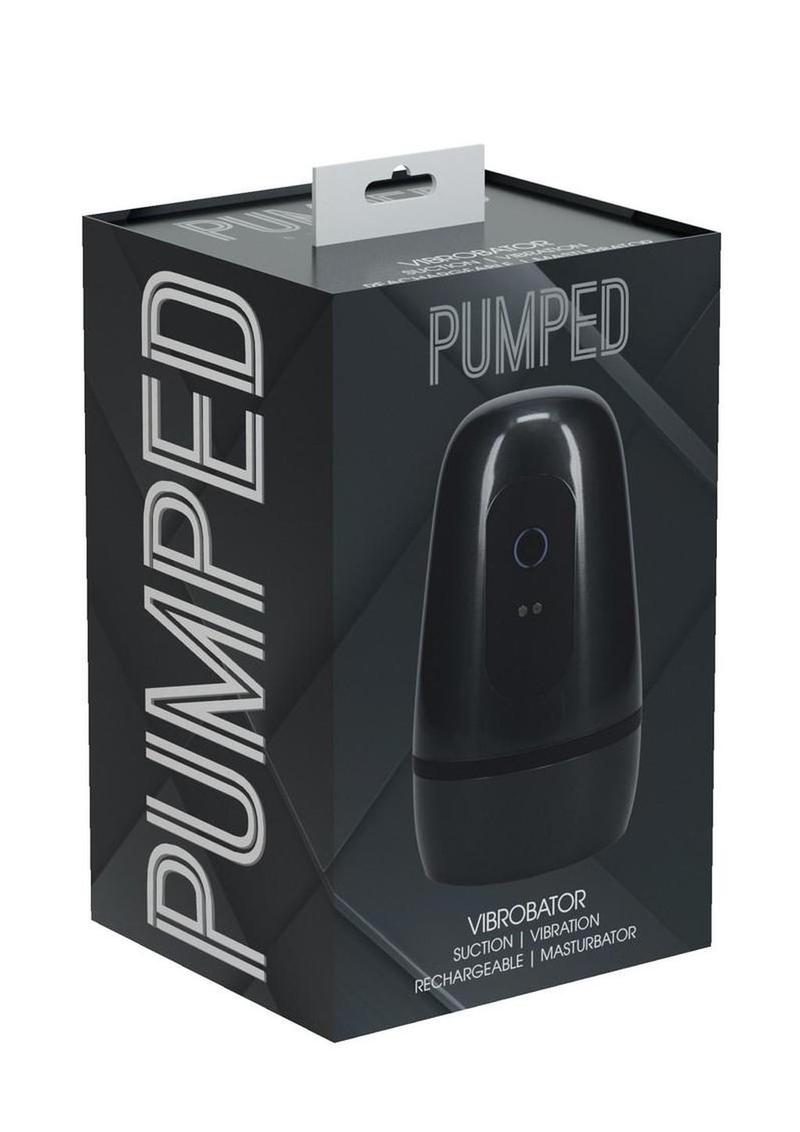 Pumped Vibrobator Pressure Suction 9 Function Vibrating Rechargeable Masturbator - Gun Metal
