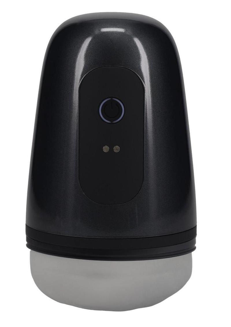 Pumped Vibrobator Pressure Suction 9 Function Vibrating Rechargeable Masturbator - Gun Metal