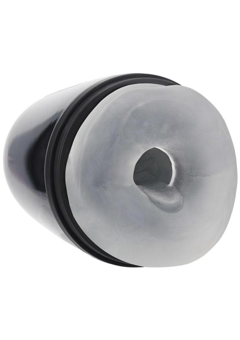 Pumped Vibrobator Pressure Suction 9 Function Vibrating Rechargeable Masturbator - Gun Metal
