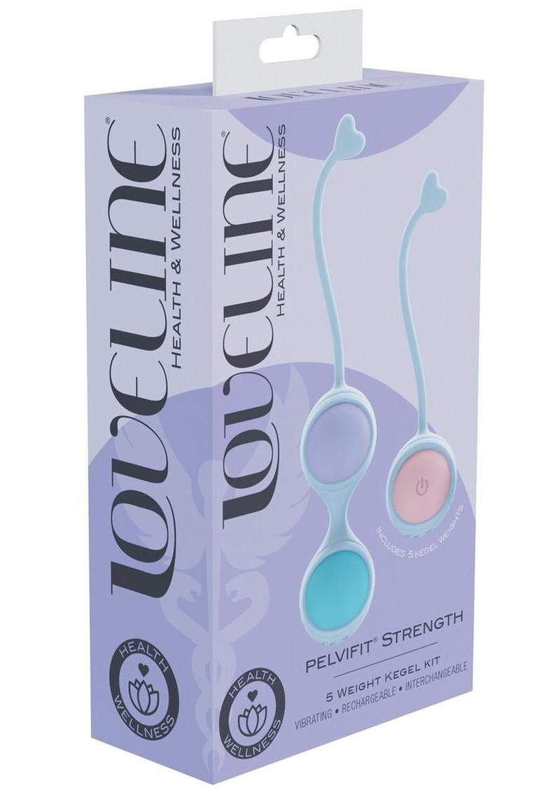 Loveline PelviFit 10 Function Vibrating Interchangeable Rechargeable Silicone Strength Weighted Kegel Kit (5 Piece) - Assorted Colors