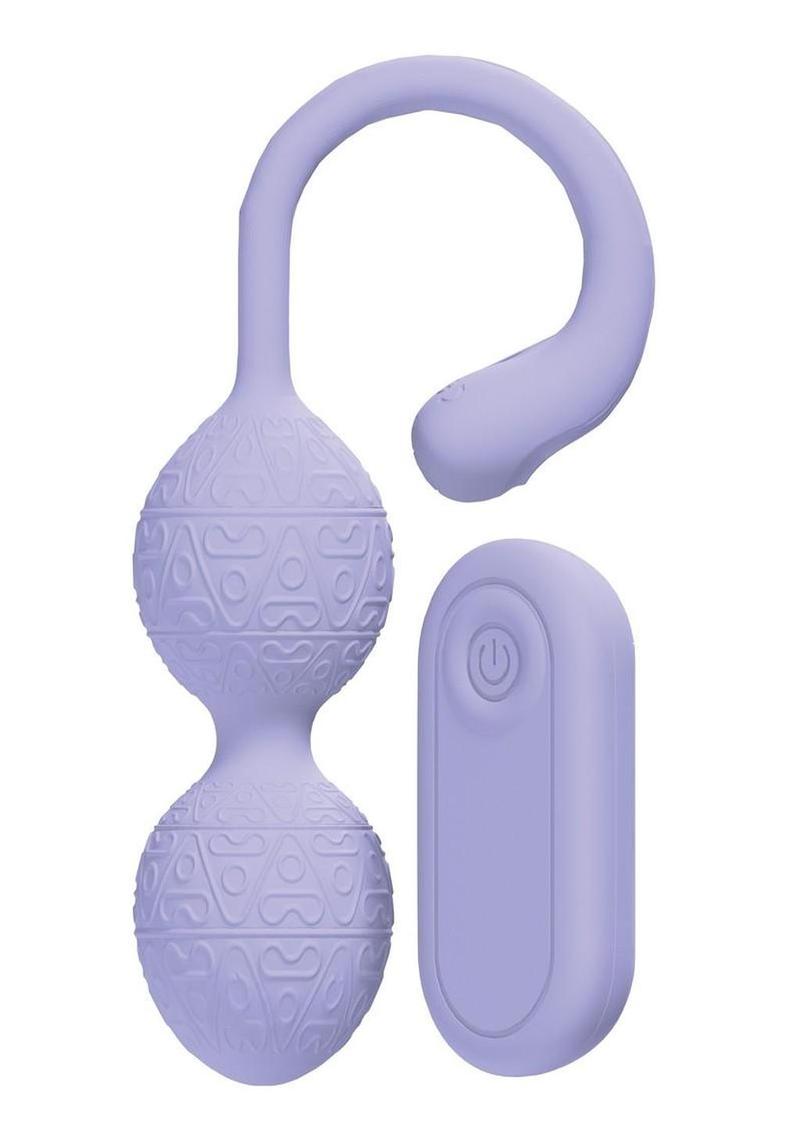 Loveline PelviFit Beads 10 Function Vibrating Rechargeable Silicone Kegel Vibe with Remote Control - Lavender