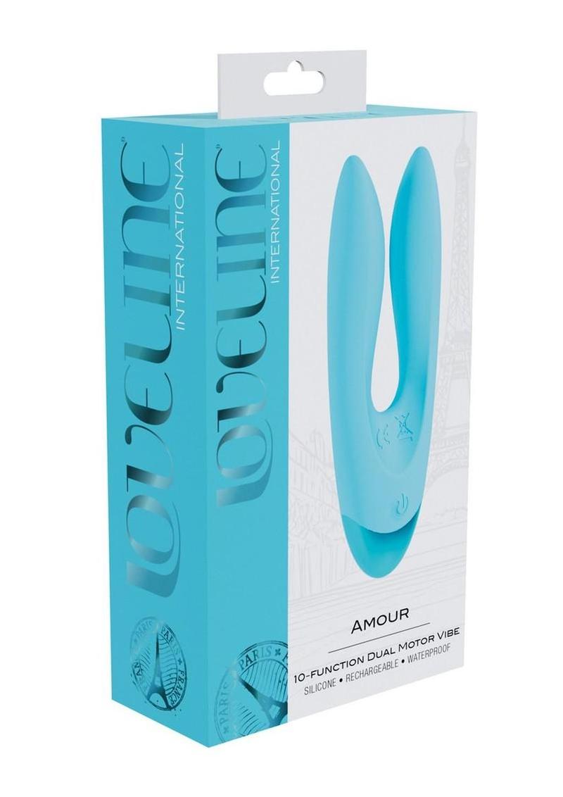Loveline Amour 10 Function Rechargeable Silicone Vibrator - Blue