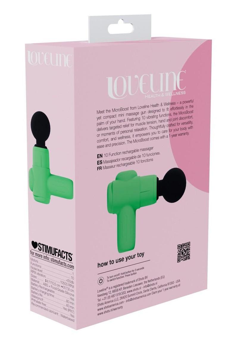 Loveline MicroBoost 10 Function Vibrating Rechargeable Silicone Massasger- Green