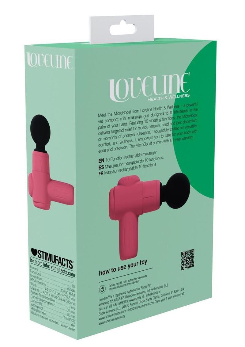 Loveline MicroBoost 10 Function Vibrating Rechargeable Silicone Massager- Pink