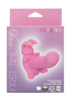 First Time Rechargeable Vibrating Bunny Dreams Silicone Vibrator with Clitoral Stimulator - Pink