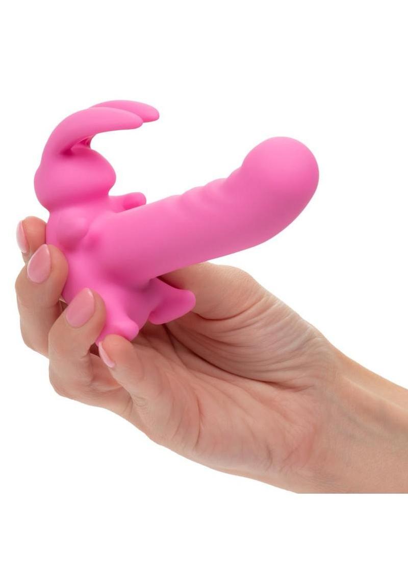 First Time Rechargeable Vibrating Bunny Dreams Silicone Vibrator with Clitoral Stimulator - Pink