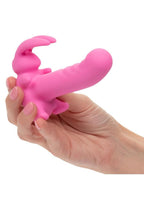 First Time Rechargeable Vibrating Bunny Dreams Silicone Vibrator with Clitoral Stimulator - Pink