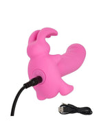 First Time Rechargeable Vibrating Bunny Dreams Silicone Vibrator with Clitoral Stimulator - Pink