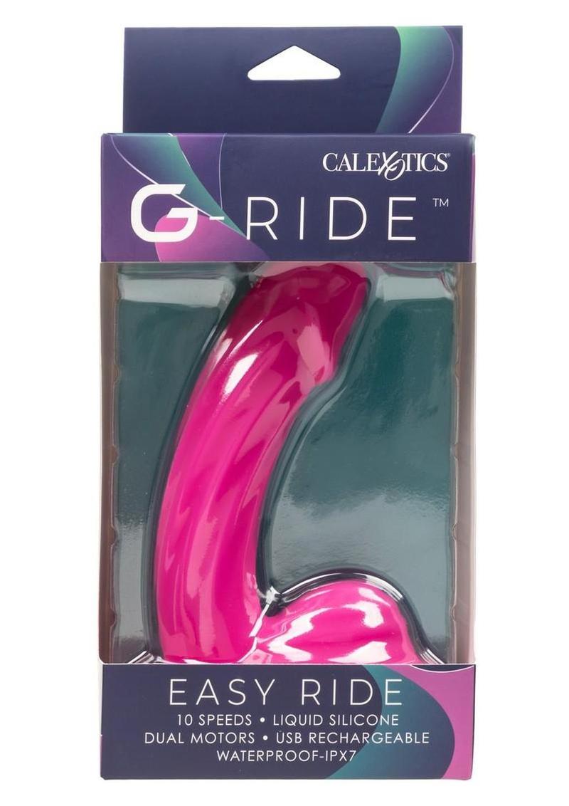 G-Ride Easy Ride Rechargeable Silicone Vibrating Dildo - Pink
