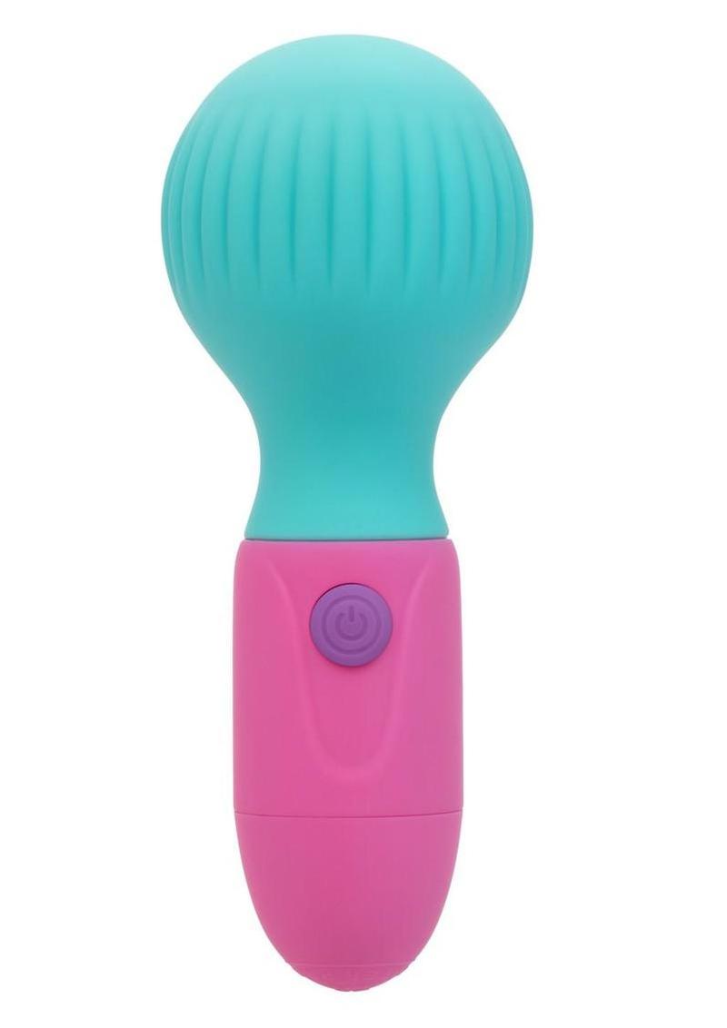Naughty Bits To The Max Vibrating Rechargeable Silicone Wand - Blue/Pink