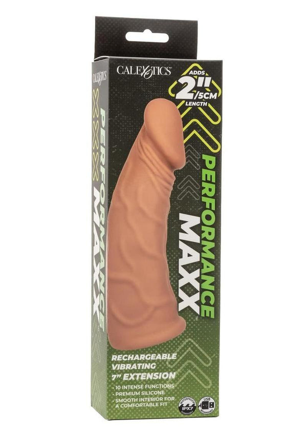 Performance Maxx Rechargeable Silicone Vibrating Extension 7in - Caramel