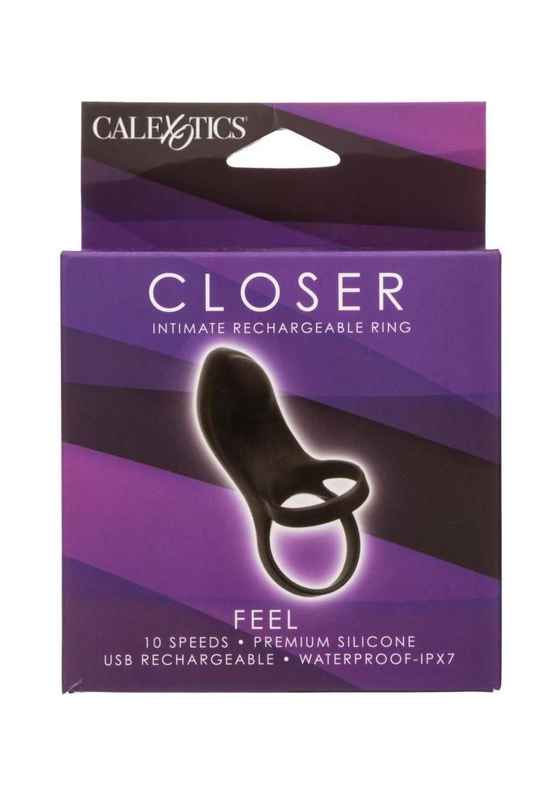 Closer Intimate Rechargeable Ring Feel Silicone Cock Ring - Black