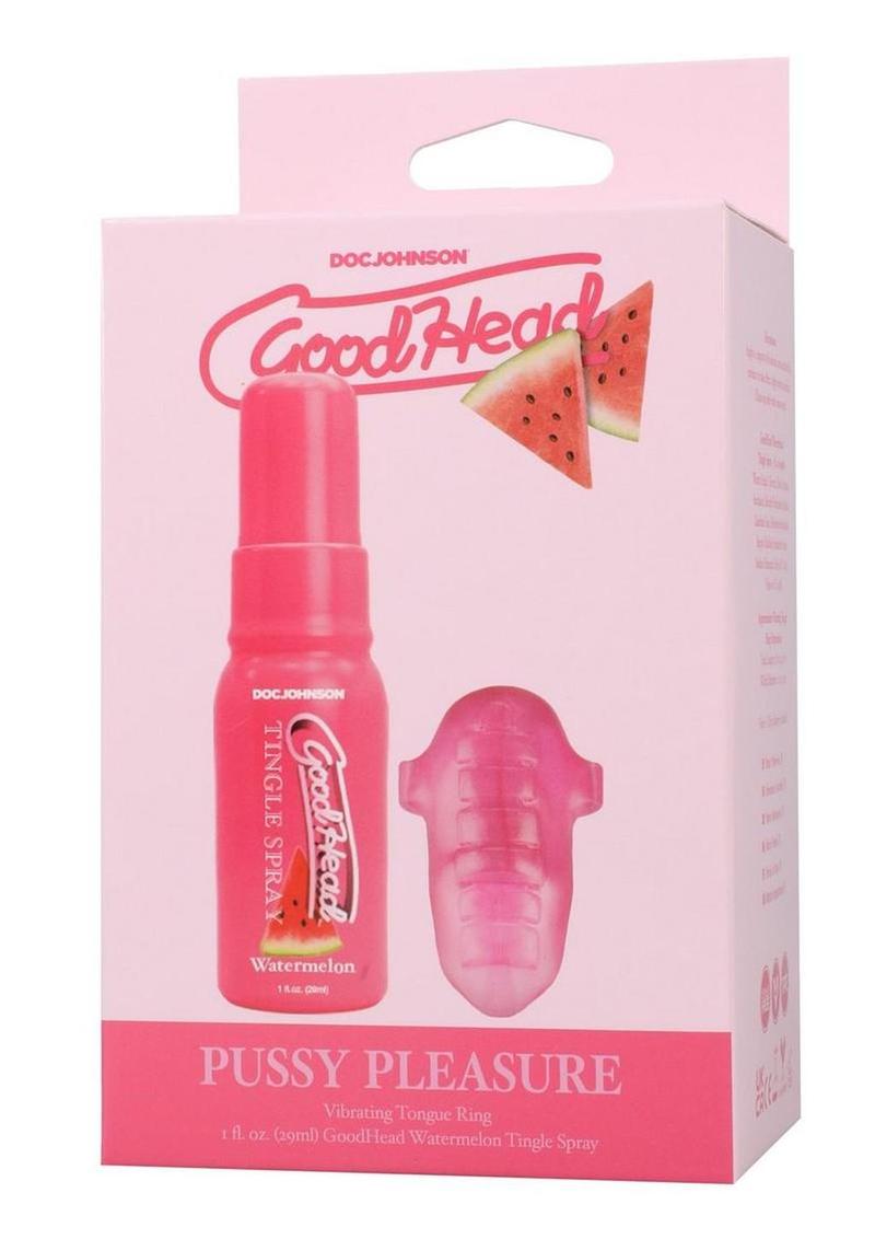Goodhead Pussy Pleasure Party Kit Vibrating Tongue Ring and Watermelon Tingle Spray