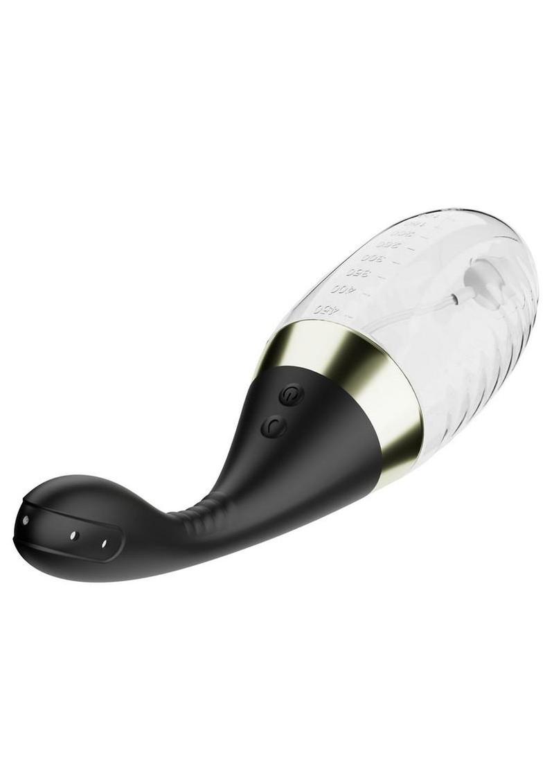 Anal Adventures Platinum Aqua Jet Rechargeable Silicone Anal Douche with Remote - Black/Clear