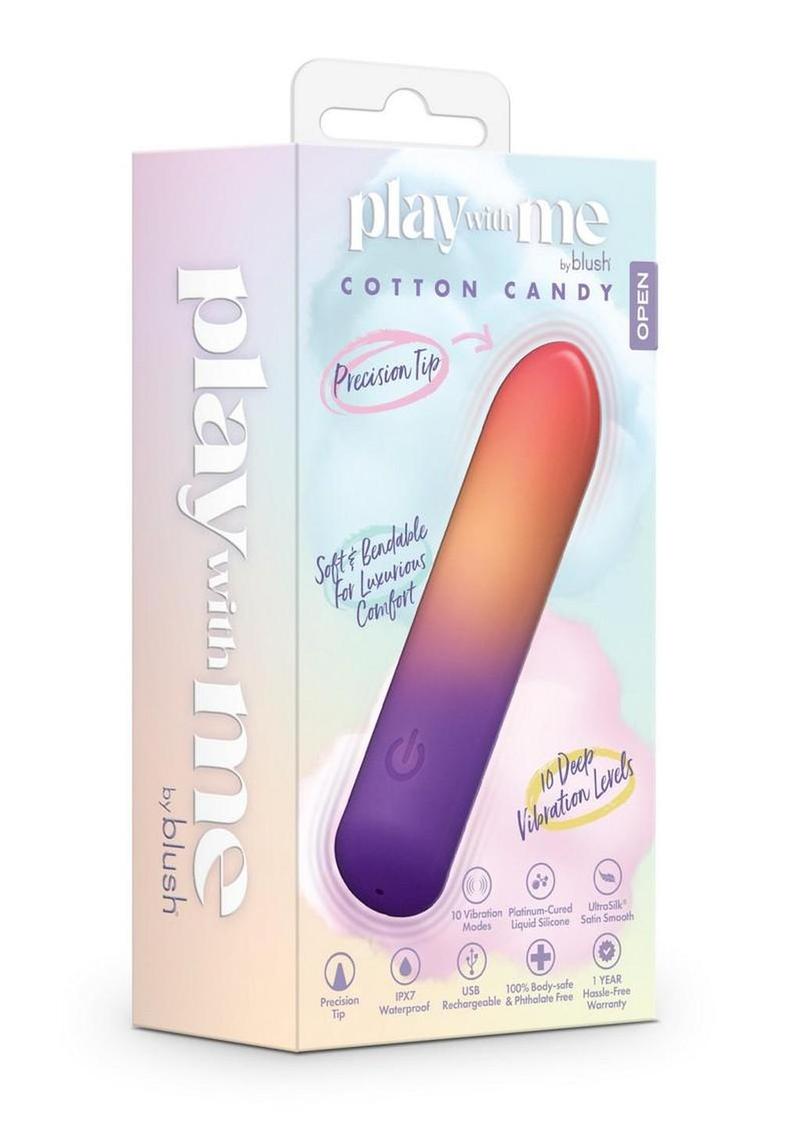 Play With Me Cotton Candy Rechargeable Silicone Bullet - Multicolor