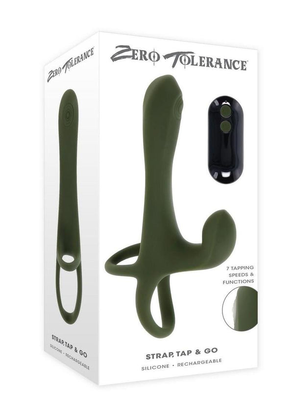 Zero Tolerance Strap, Tap & Go Rechargeable Silicone Strapless Strap-On - Green