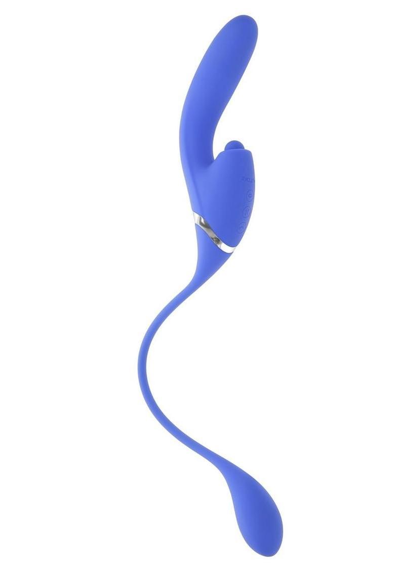 All In Rechargeable Silicone Dual Vibrator - Blue