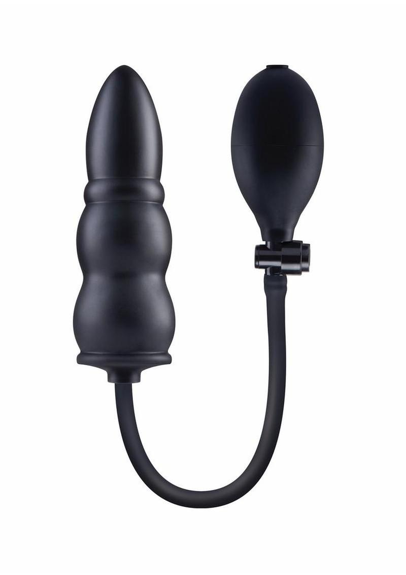 Size Up Ripple Inflatable Silicone Anal Probe 5.5in - Black