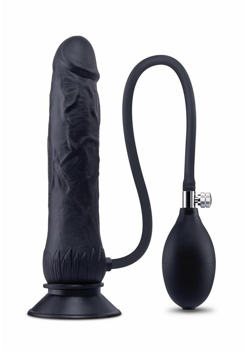 Size Up Ripple Inflatable Silicone Dildo 7.5in - Black