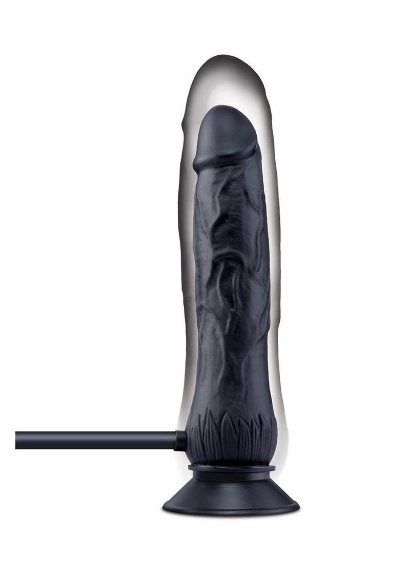 Size Up Ripple Inflatable Silicone Dildo 7.5in - Black