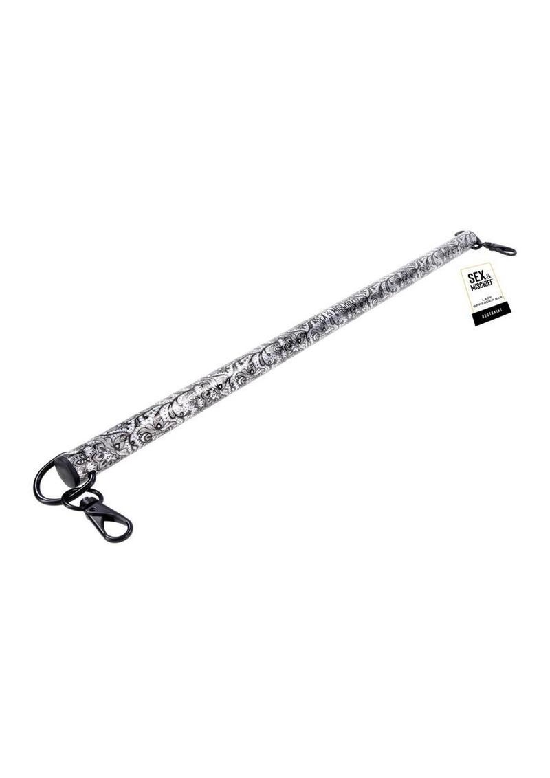 Sex & Mischief Lace Spreader Bar - Silver/Black