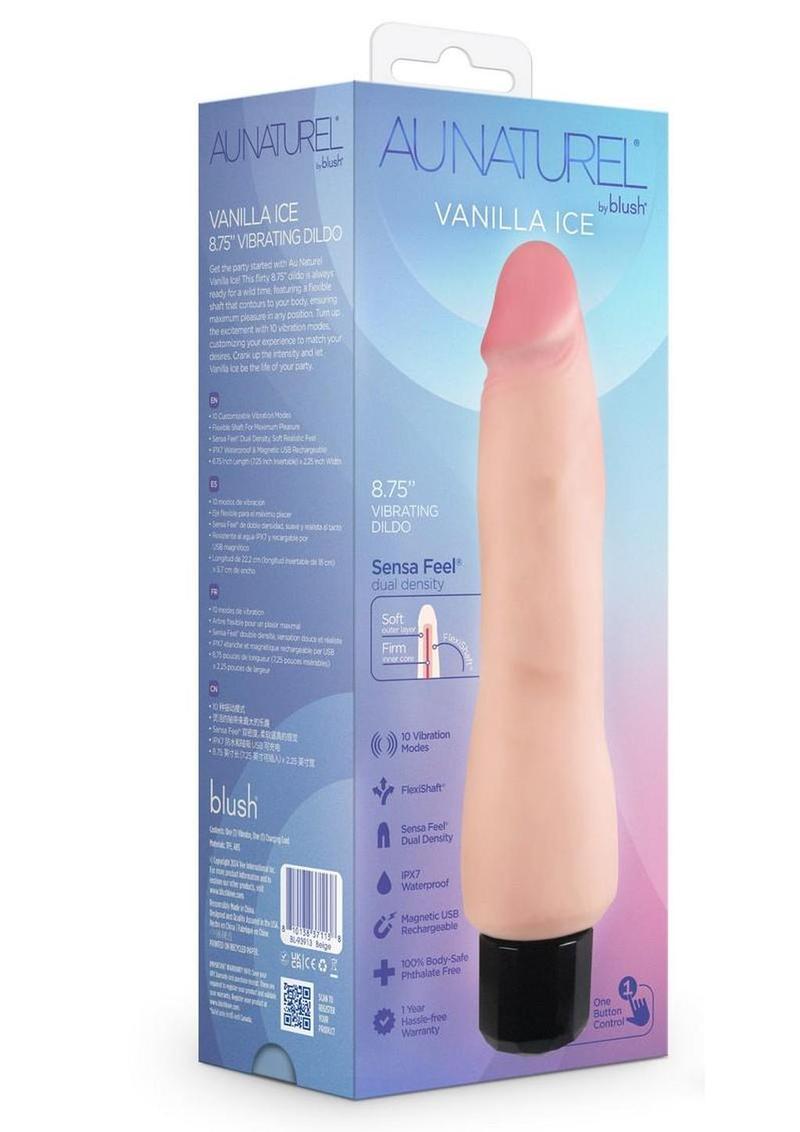 Au Naturel Vanilla Ice Vibrating Dildo 8.75in - Vanilla