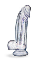 Naturally Yours Bling Dildo with Balls 7.5in - Sparkling Clear