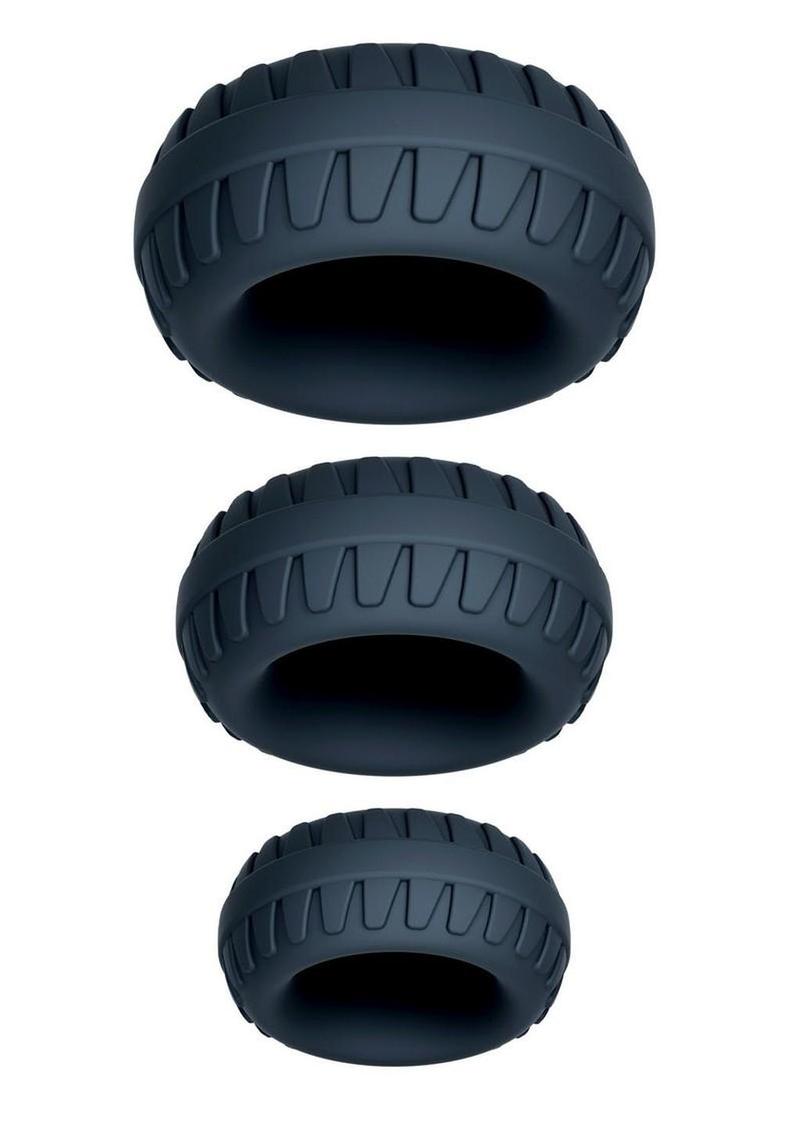 Performance Plus Drift Silicone Cock Rings (3 Piece Set) - Black
