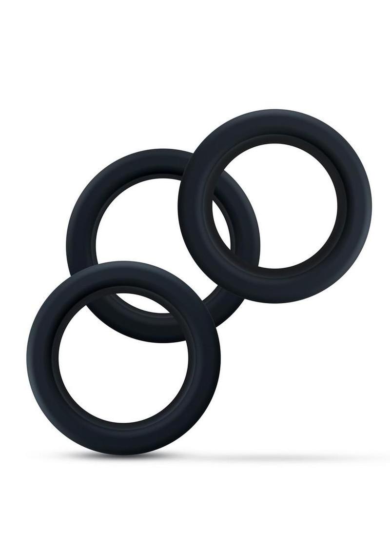Performance Plus Accelerate Silicone Cock Ring Set (3 Piece) - Black