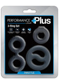 Performance Plus Throttle Silicone Cock Ring Set (3 Piece) - Black