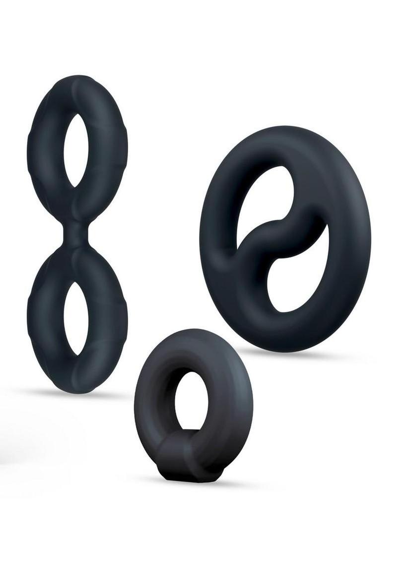 Performance Plus Throttle Silicone Cock Ring Set (3 Piece) - Black