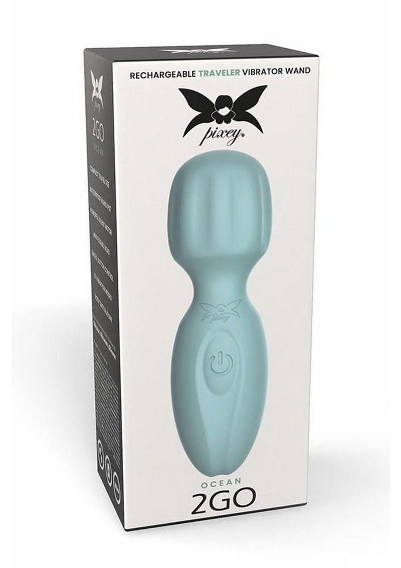 Pixey 2GO Rechargeable Silicone Mini Wand - Ocean Green