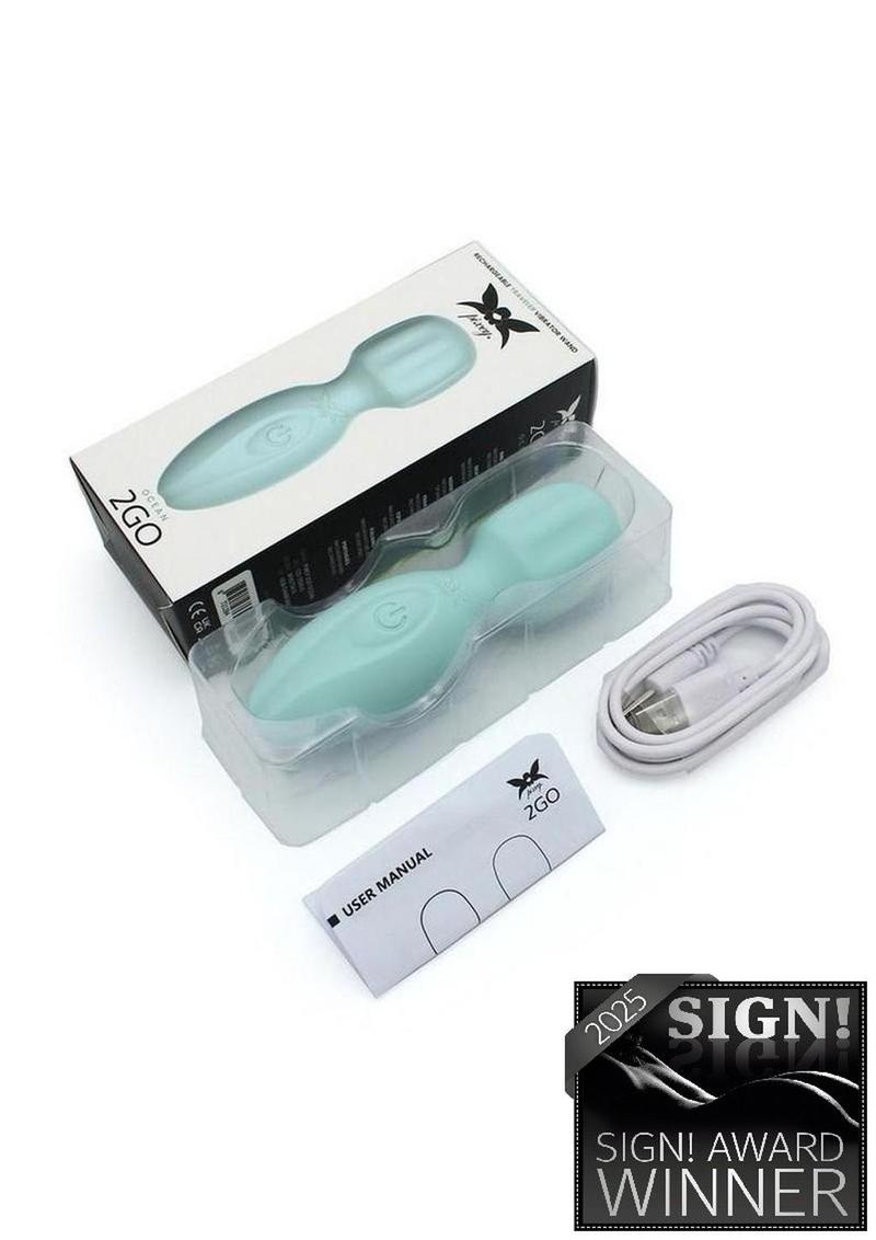 Pixey 2GO Rechargeable Silicone Mini Wand - Ocean Green