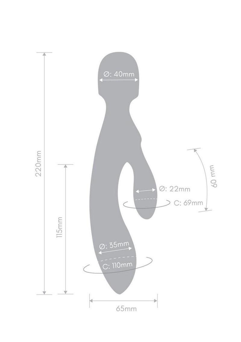 Together Tri Delight Dual-Ended Rechargeable Silicone Triple Stim Wand & Rabbit Vibrator - Pink